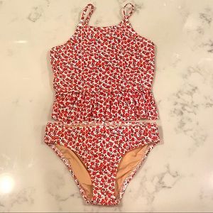 J.Crew Crewcuts Girls' Ruffle Floral Tankini Suit Size 6-7 Geranium NEW